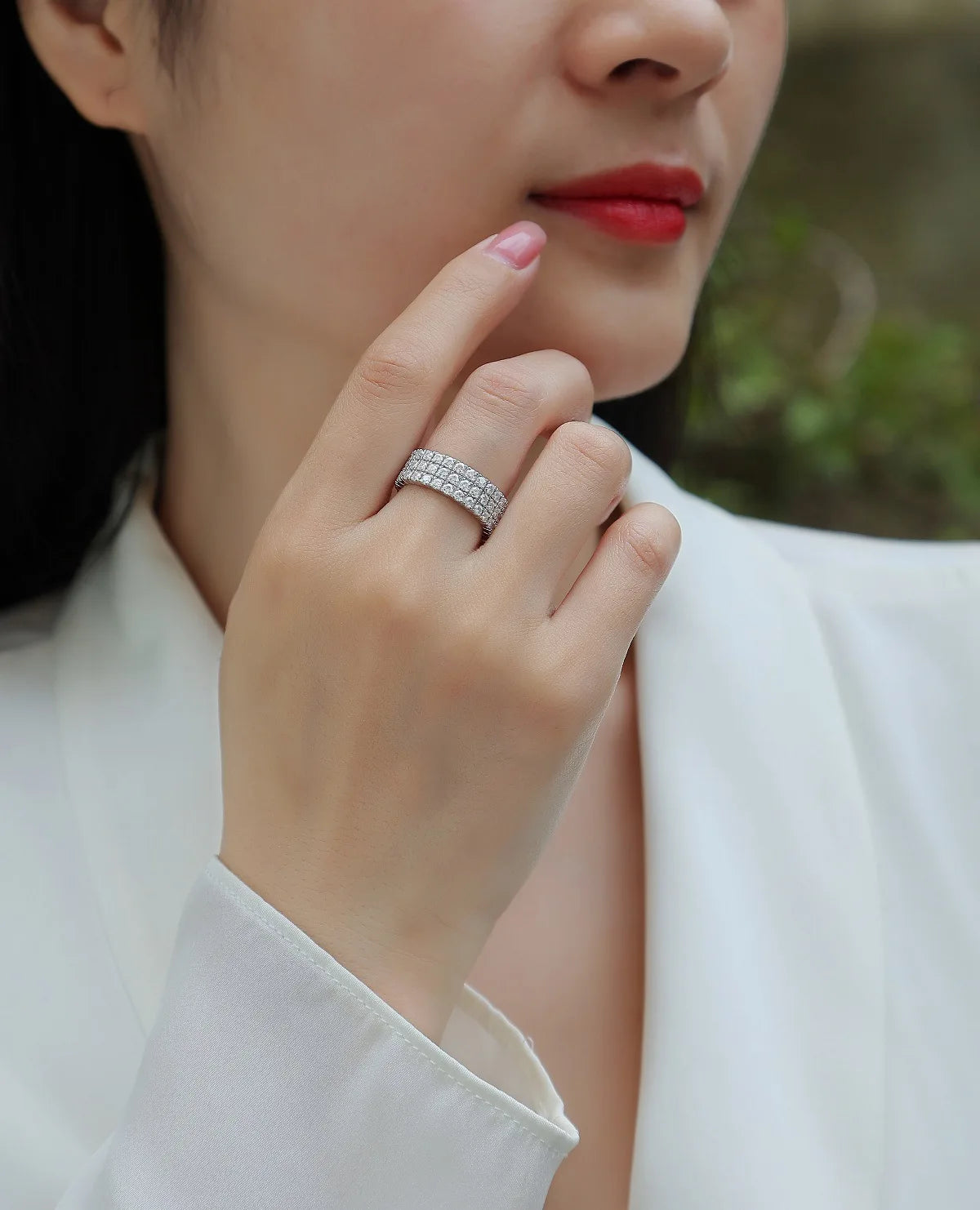 D Color Women Moissanite Ring s925 Silver Round Cut Moissanite Row Rings for Women Luxury Women Full Moissanite Ring