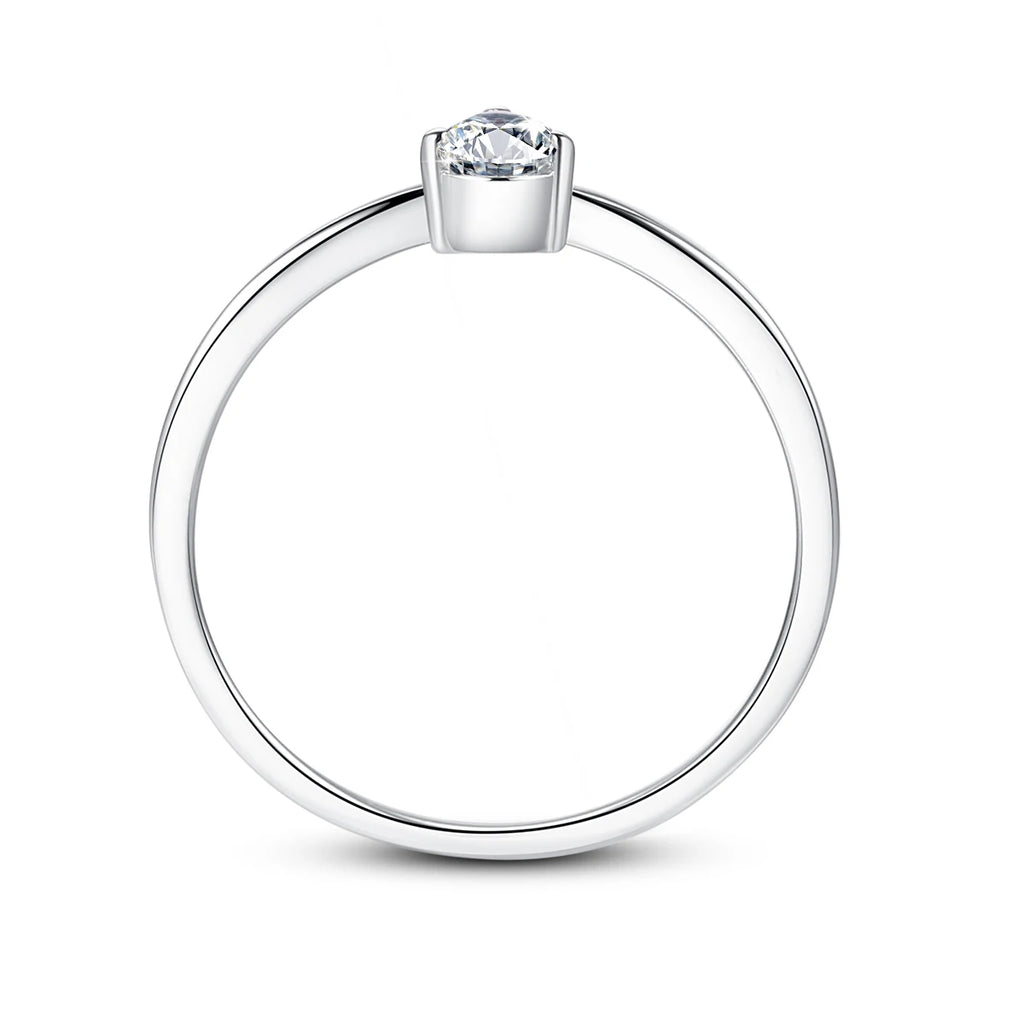 Dainty 0.5ct Pear Moissanite Solitaire Ring, S925 Sterling Silver Twist Shank Engagement Ring Hypoallergenic Fine Jewelry Gifts
