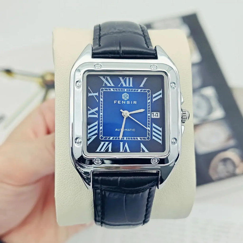 High-End Business Casual Men's Quartz Watch, Square Dial, Waterproof with Calendar Display, Leather Strap, European and American Style, Fashionable, Simple, Versatile and Handsome Men's Watch, Suitable for Various Occasions,