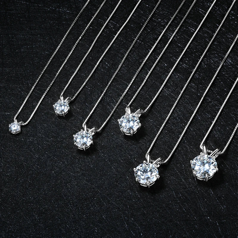 Lnngy Certified 0.5ct–5ct Moissanite Necklace Sparkling Solitaire Lab-Grown Diamond Pendant Necklaces for Women Daily Jewelry