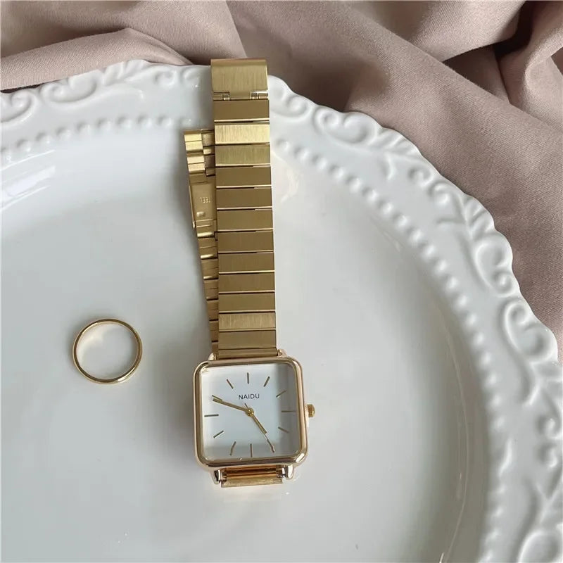 Adjustable Stainless Steel Strap Quartz Watch for Women Luxury Gift Square Wristwatch Dropshipping Watches Relojes Para Mujer