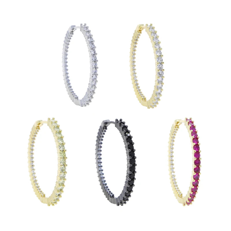 5 Color 20MM 40MM Two Sized Huggie Hoop Earring Yellow Red Whit Black Cubic Zirconia Classic High Quality Fashion Women Jewelry