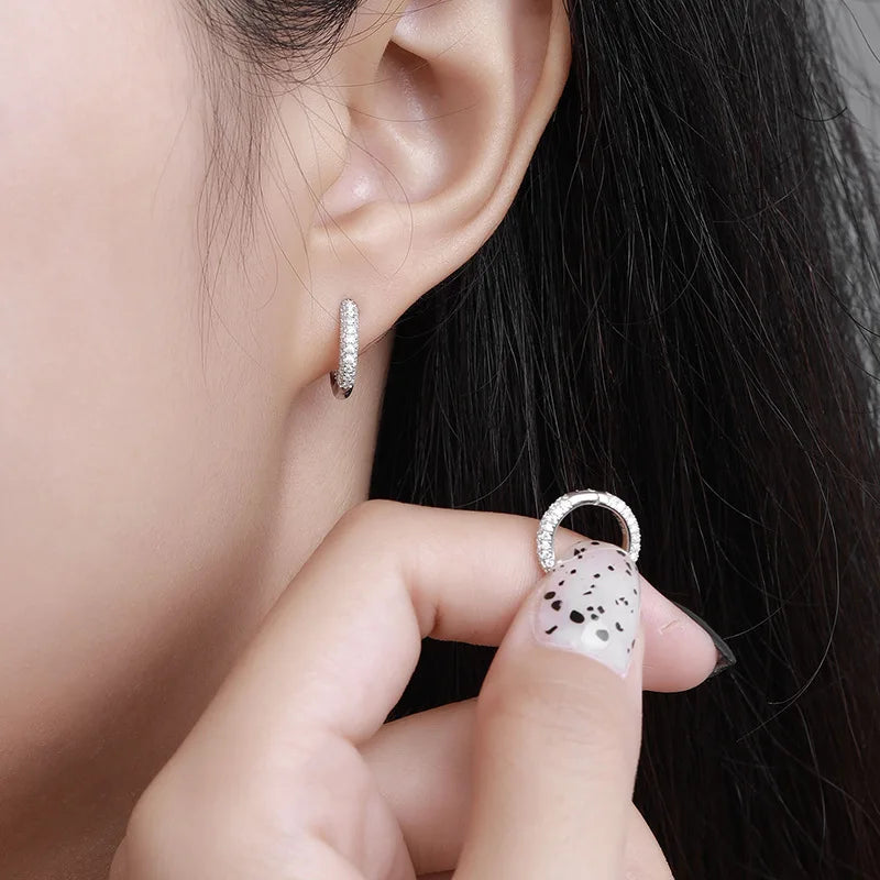 EUREKA Moissanite Hoop Earrings for Women 18K Real Gold Plated Sterling Silver Hypoallergenic Lab Created Diamond Huggie Earring