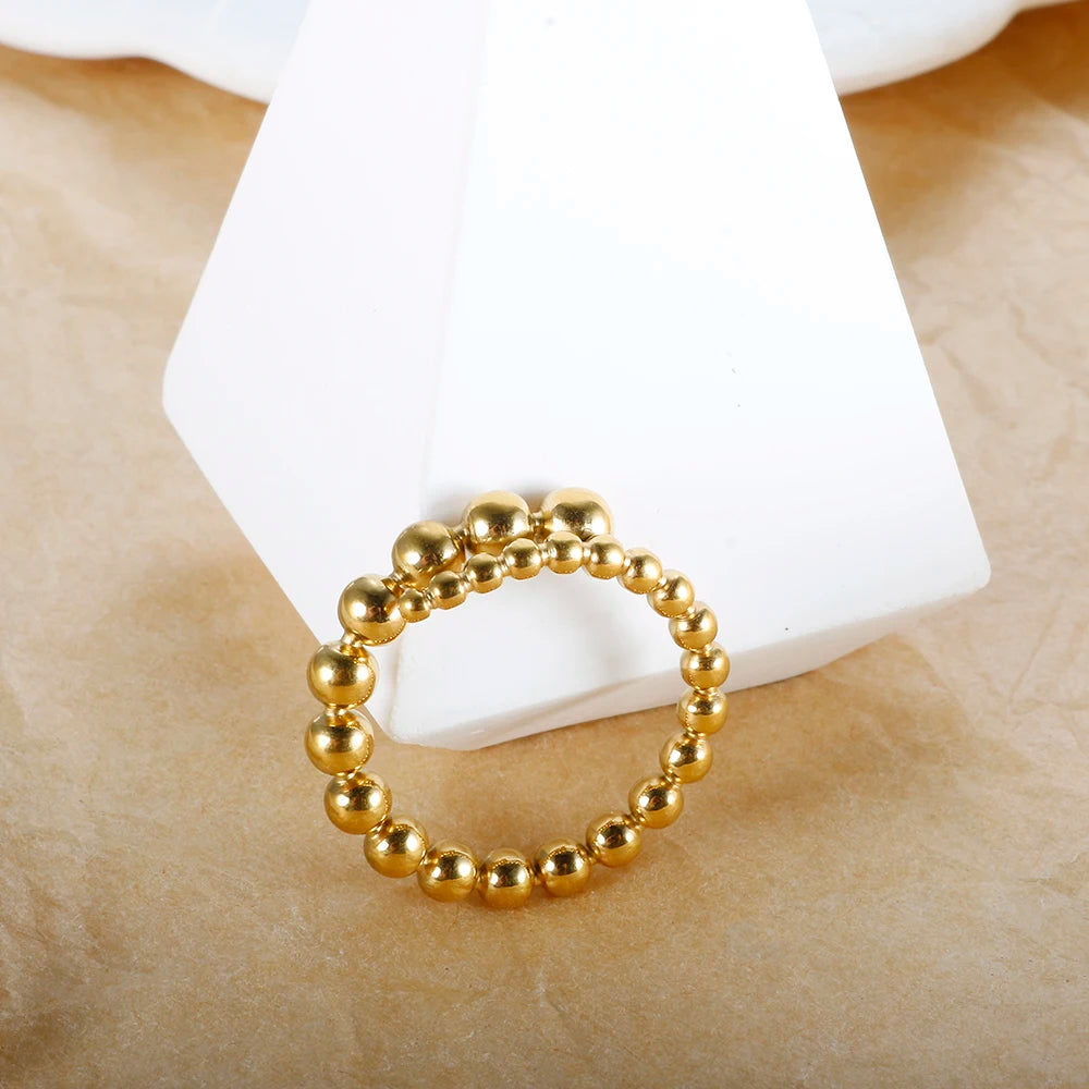 Dainty Stainless Steel Beads Stackable Ring for Women Girl Statement  Minimalist New Fashion Wholesales Jewelry Gift