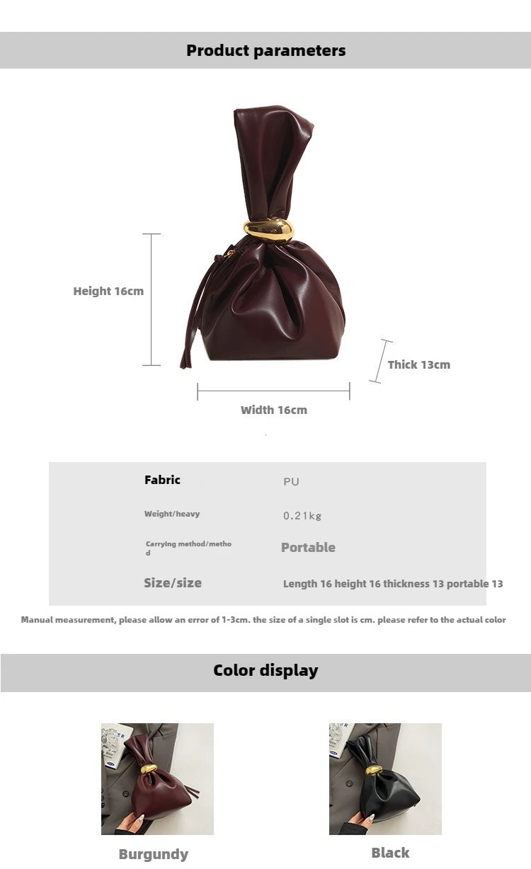 Personalized Soft Leather Clutch Bag Luxury Designer Women Pleated Mini Bucket Pouch Temperament Side Zipper Party Evening Bags