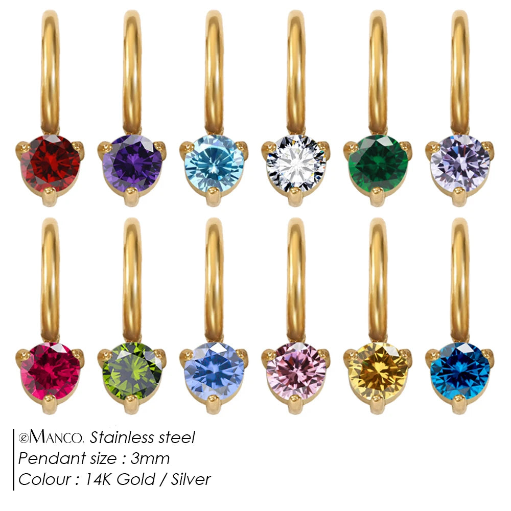 eManco Dainty Mini Small Charm Minimal Girl Boy Stainless Steel zircon Round Charms Pendants Necklace Jewelry Making