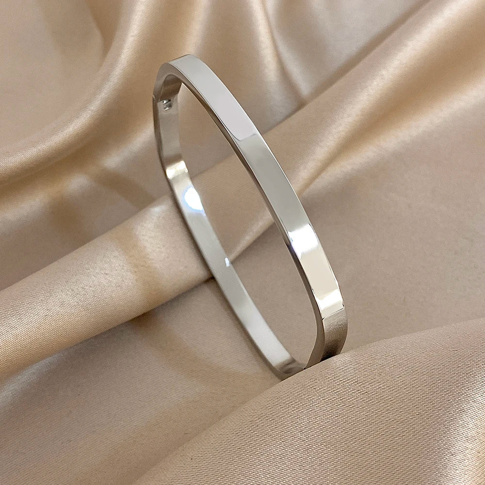 Greatera 5/8mm Wide Bracelet Square Adjustable Delicacy Original Design Stainless Steel Popular Men Women's Bangle Jewelry Gift