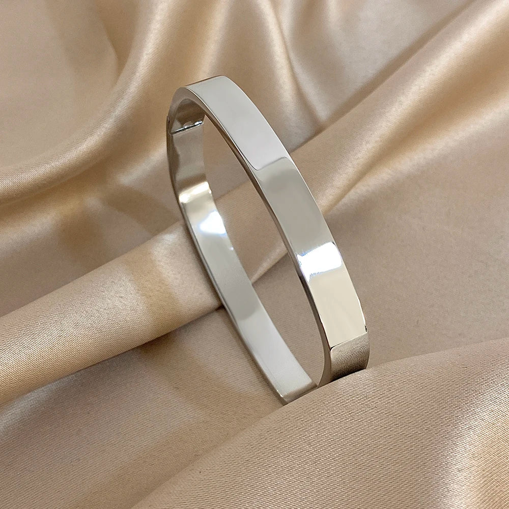Greatera 5/8mm Wide Bracelet Square Adjustable Delicacy Original Design Stainless Steel Popular Men Women's Bangle Jewelry Gift