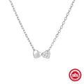CANNER Double Heart Clavicle Chain for Women Necklaces Fashion S925 Sterling Silver Round White Zircon Pendant Necklace Jewelry