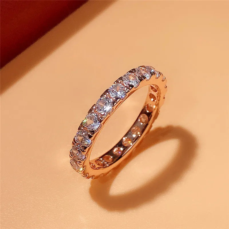925 Sterling Silver Finger Ring for Women Shiny Cubic Zirconia Delicate Female Accessories Versatile Jewelry Gifts