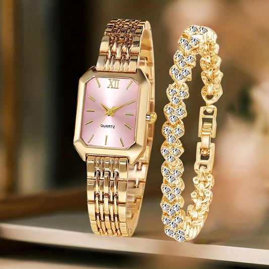 Simple and versatile square women's watch, Instagram-style steel band fashion quartz watch, trendy ladies' wristwatch