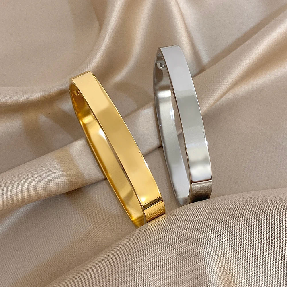 Greatera 5/8mm Wide Bracelet Square Adjustable Delicacy Original Design Stainless Steel Popular Men Women's Bangle Jewelry Gift