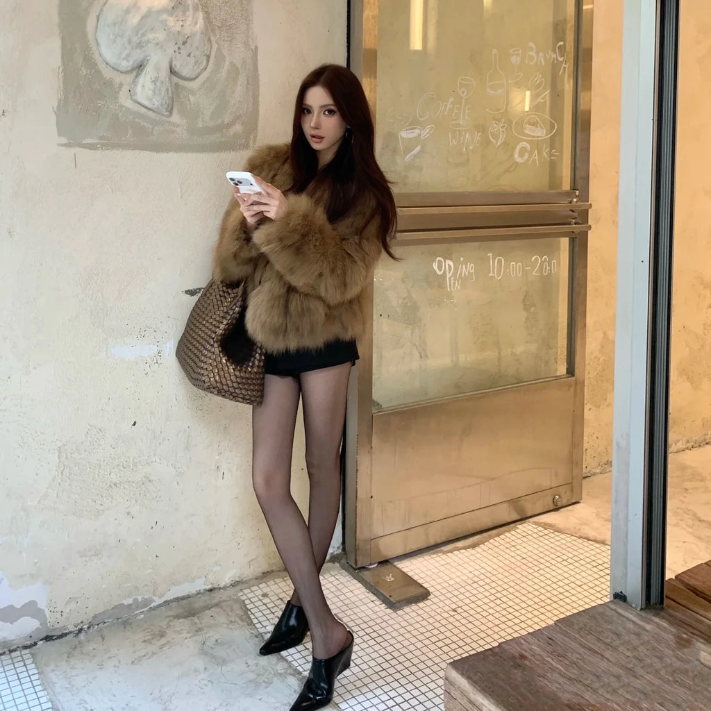 Dulzura Winter Latest Fashion Slim Comfortable Warm Plush Cardigan Jacket Women'S Vintage Elegant Coat Party Club Street Clothes