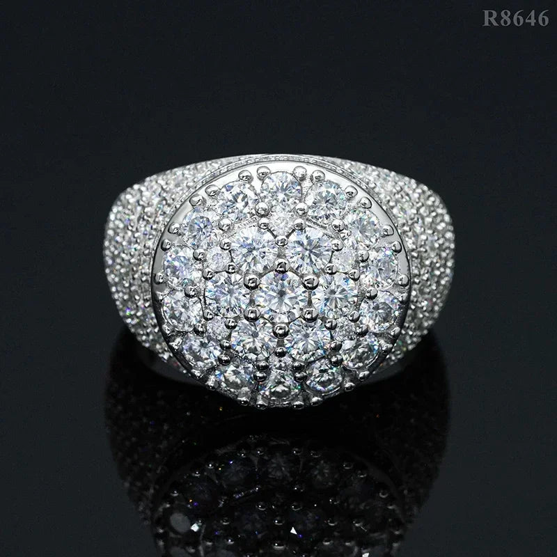 New  Modern Moissanite Rings for Men Hip hop Mosaic Ring Original 925 Sterling Silver Jewelry Moissanite Diamond Rings for Men