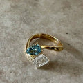 Unique Geometric Blue Zircon Adjustable Finger Rings For Women Fashion New Jewelry Gift Party Holiday anillos mujer