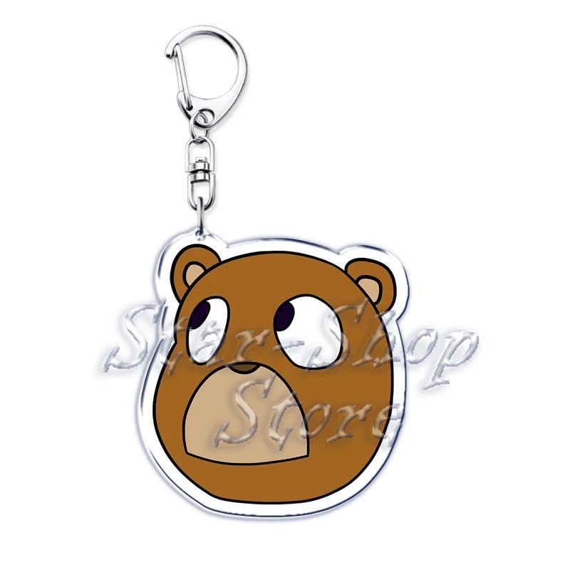 Popular Rapper YE Keychains for Accessories Bag Graduation Kanye Dropout Bear Key Chain Keyring Jewelry Fans Friends West Gifts