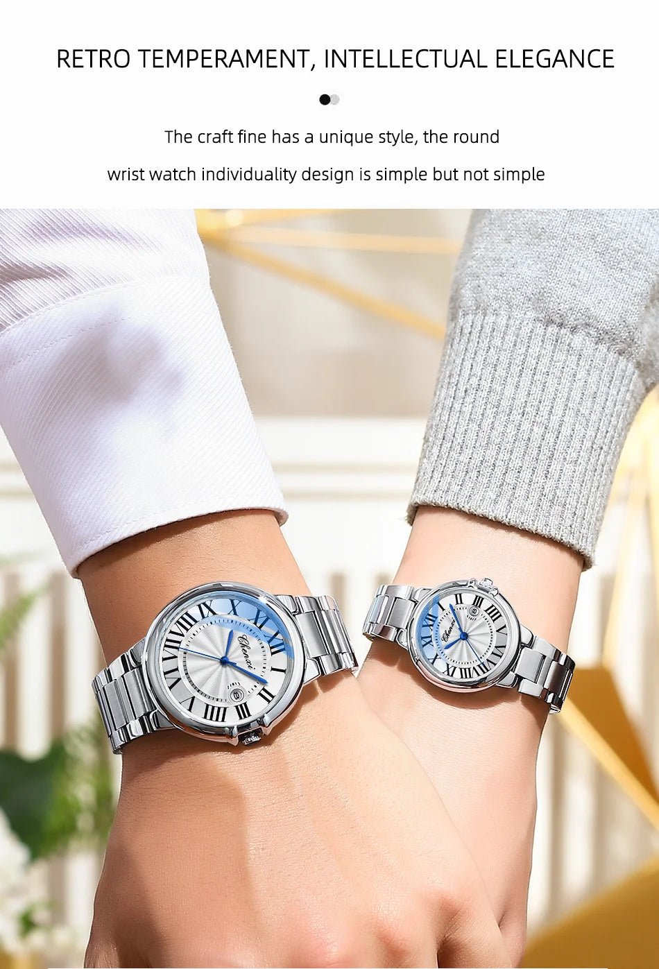 CHENXI 039 Couple Exquisite Watch Quartz Top Brand Luxury Fashion Stainless Steel Silver White Male and Female Couple Watch Gift