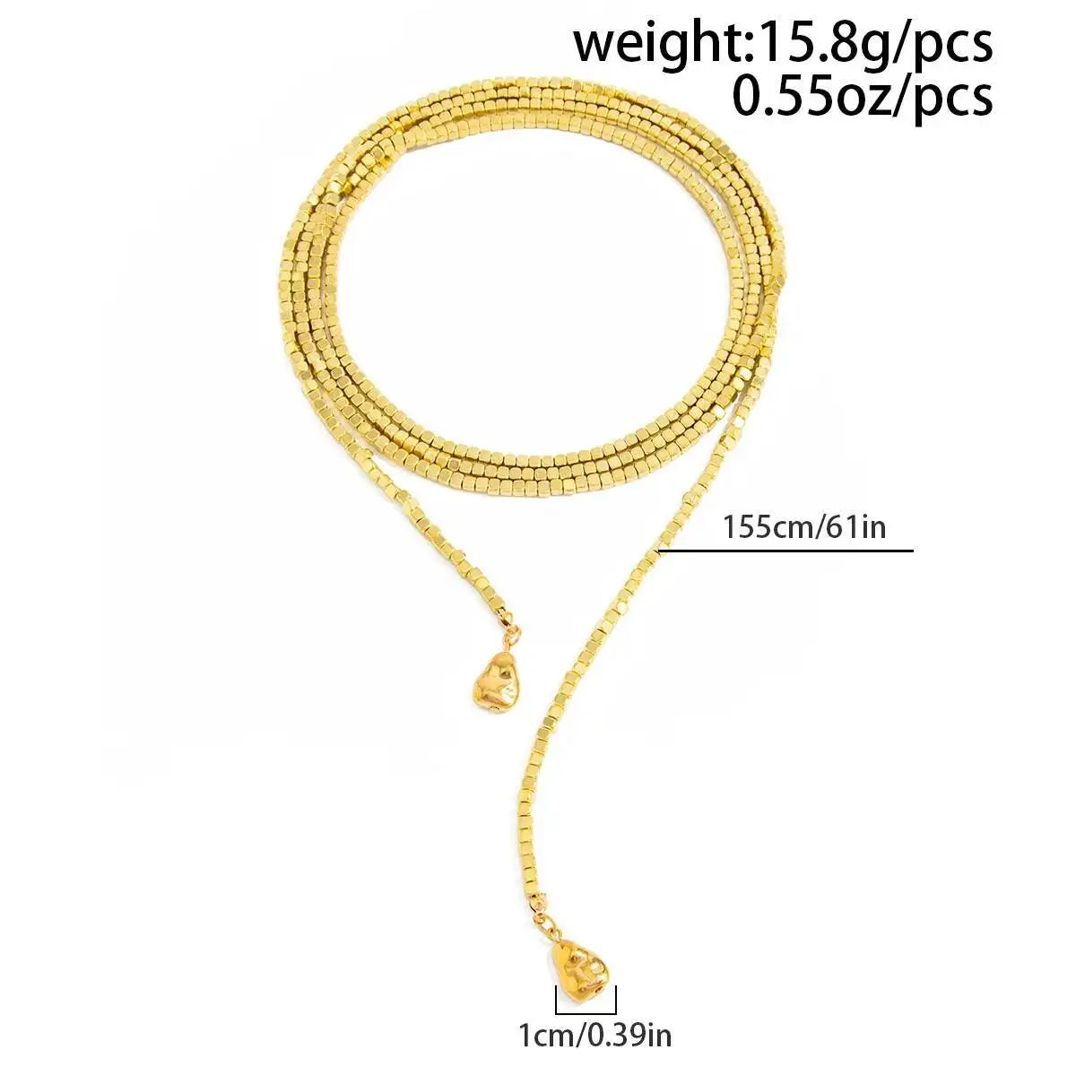Salircon 4 Styles Boho Irregular CCB Beaded Long Necklace Women Hip Hop Creative Sexy Y-Shaped Clavicle Chain Elegent Jewelry