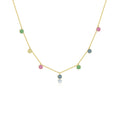 ANDYWEN 925 Sterling Silver Gold Colorful Zircon Crystal Round Flower Charms Pendant Choker Necklace Long Chain Women Fine Jewer