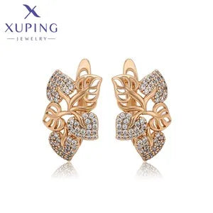 Xuping Jewelry Fashion Romantic Love Style Gold Color Huggies Earrings for Women Girlfriend Party Gift X001002627