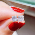 Huitan Delicate Water Drop Shaped Stud Earrings Luxury Silver Color Crystal CZ Ear Earrings for Women Fashion Versatile Jewelry