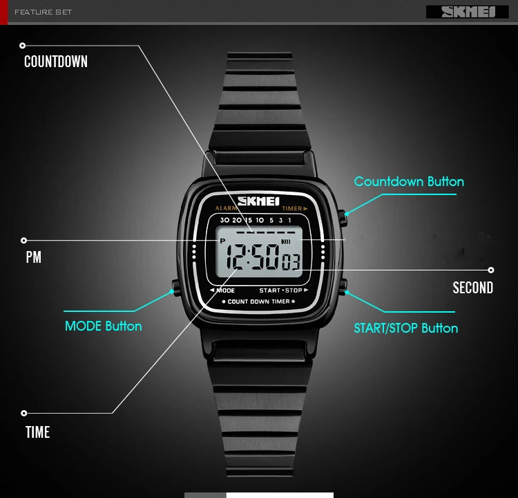 SKMEI 1901 Brand Luxury Watch Women Fashion Sport Waterproof Electronic Watches Ladies Watches Small Reloj Digital Wristwatch