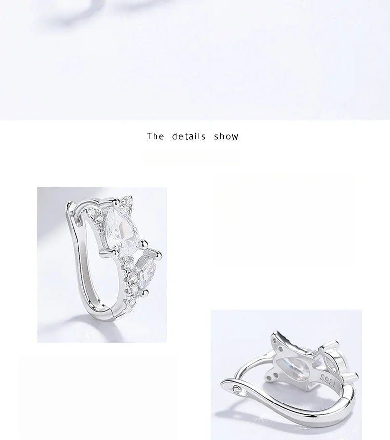 925 Sterling Silver Huggie Hoop Earrings with Pear & Marquise Cut Cubic Zirconia, Hypoallergenic Ear Buckles for Women