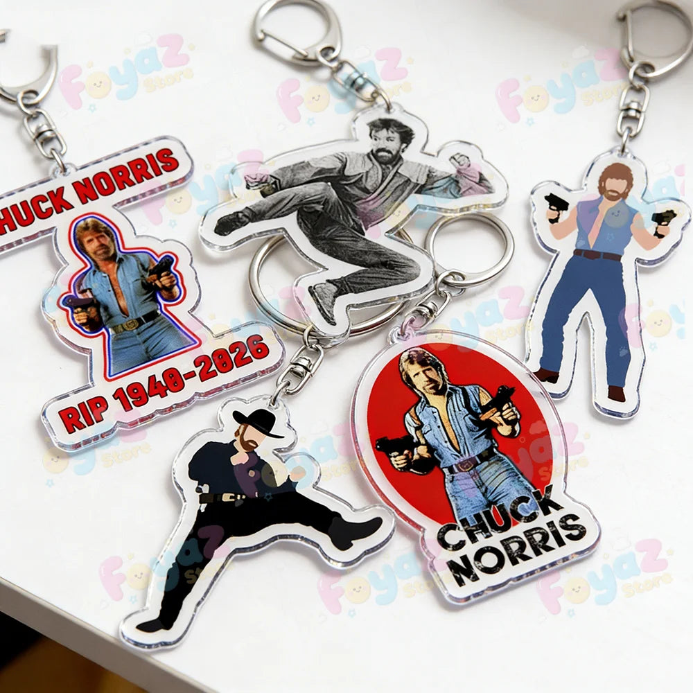 Funny Chuck Norris Actor Keychains for Accessories Bag Charm Meme Keyrings Jewelry Friends Birthday Gifts