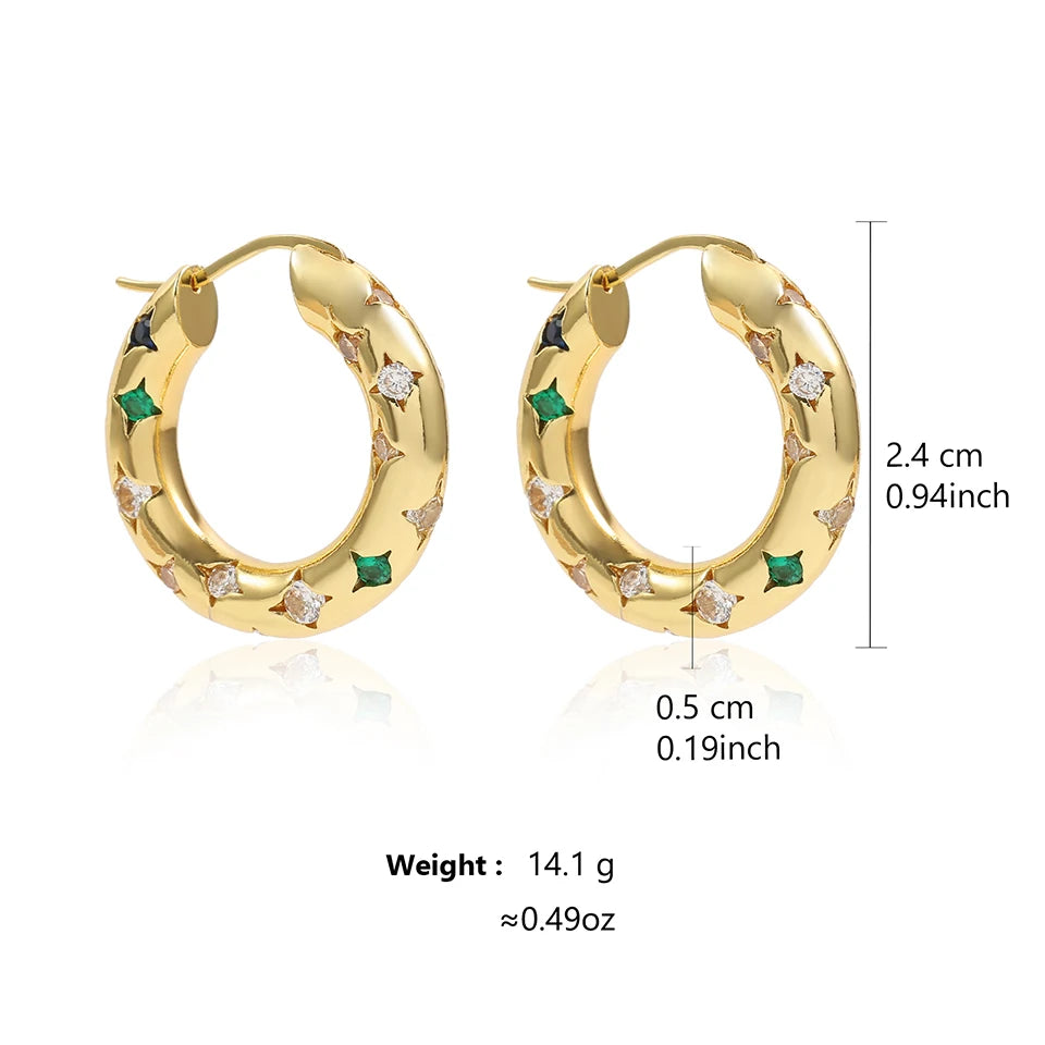 ZAKOL Y2K Trendy U Shape Stainless Steel Round Earrings For Women Girls Gold Color Imitation Pearl Crystal Ears Jewelry Gifts