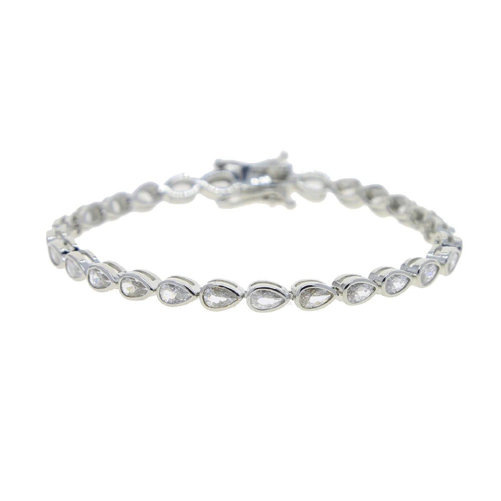 5A Cubic Zirconia CZ Tennis Bracelet 17CM 19CM Bezel Setting Simple Classic Women Girl Chain Jewelry