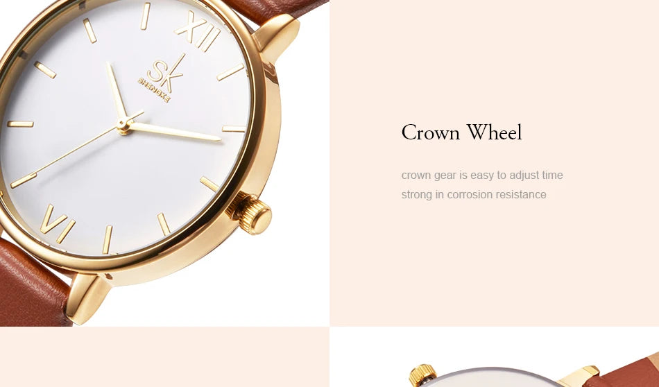 SHENGKE New Fashion Women Watches Top Brand Elegant Woman's Quartz Wristwatches Luxury Golden Clock for Lady Relogio Feminino