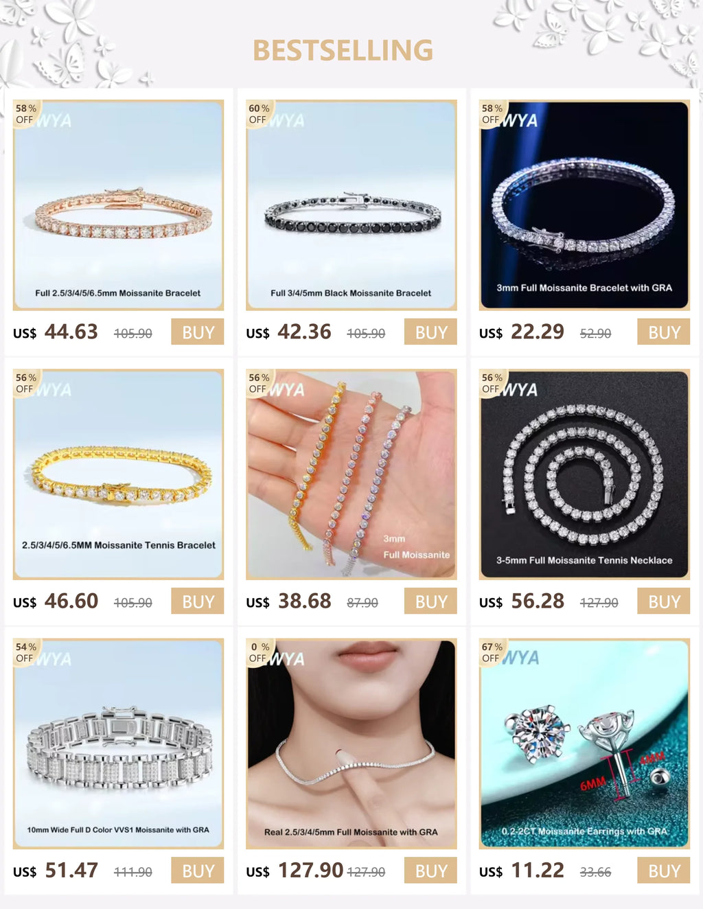 EWYA Dainty 0.3CT Round Cut D Color Moissanite Huggie Hoop Earrings for Women S925 Silver Minimalist Buckle Ear Fine Jewelry
