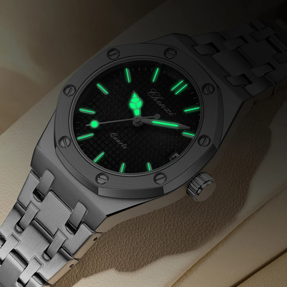 CHENXI Solid Steel Strip Women's Watches Ladies Casual Fashion Small Grid Dial Quartz Wristwatch for Girl Waterproof Luminous