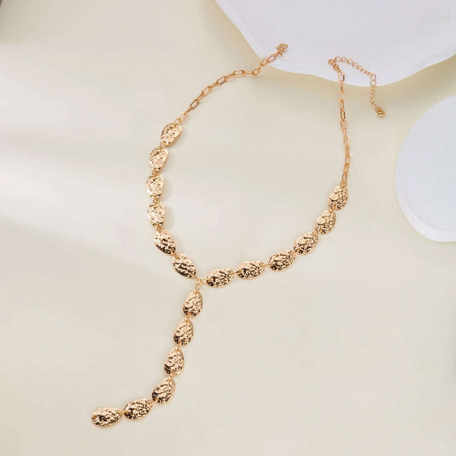 Dainty Irregular Sequin Y-shaped Long Necklace for Women Unique Gold Color Sweater Chain Wedding Banquet Party Body Jewelry Gift