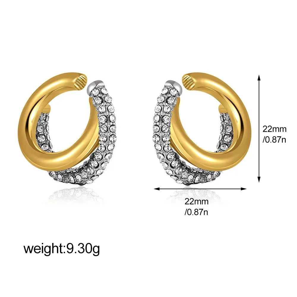 Stainless Steel Mix Color PVD Round Tube O-Shaped Hoop Earrings for Women Vintage Zircon Huggie Ear Ring Waterproof Jewelry Gift