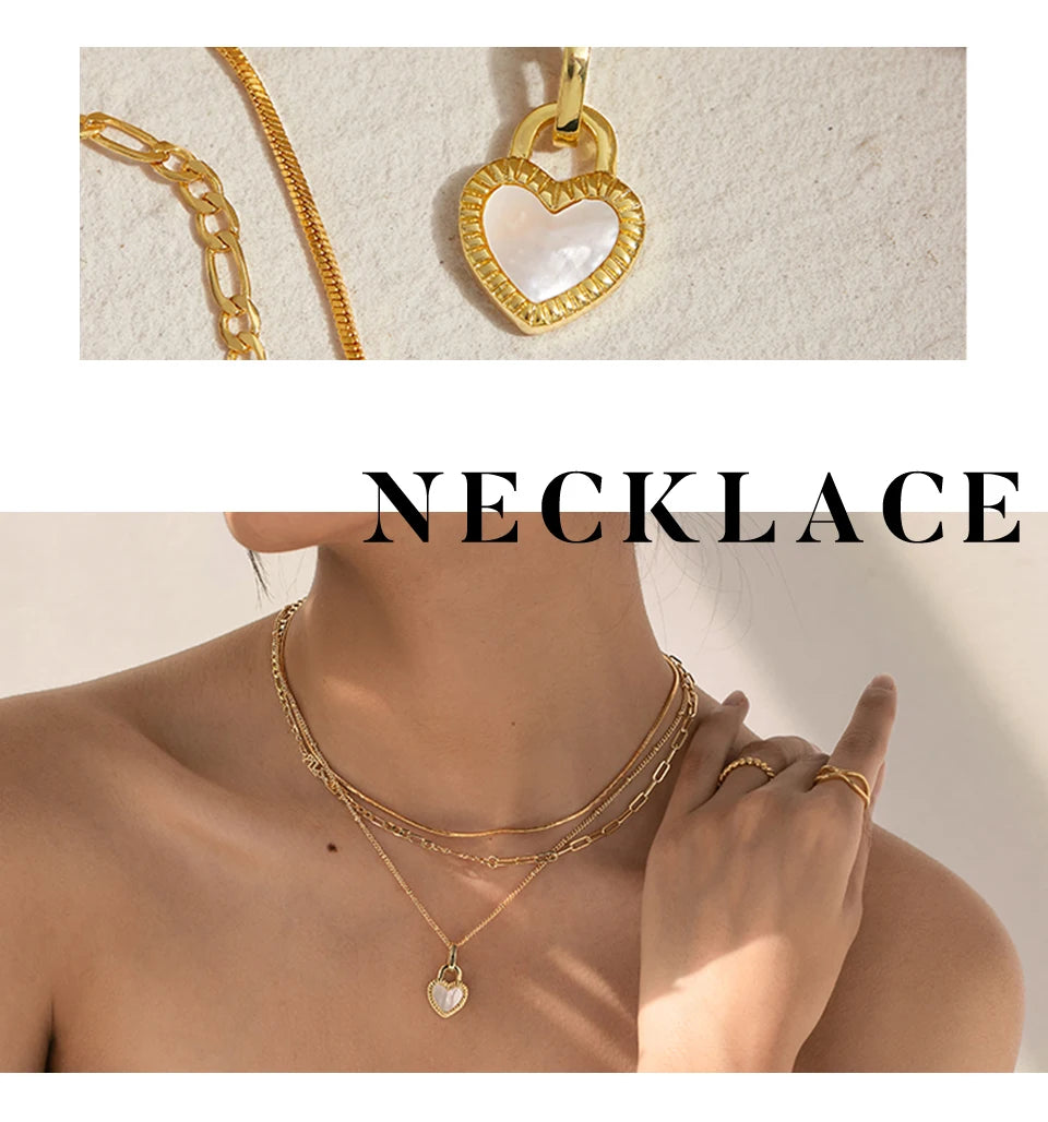 Peri'sbox Boho 18K Gold Plated Freshwater Pearl Red Enamel Pepper Shell Heart Pendant Necklace Women Beach Party Gift Waterproof