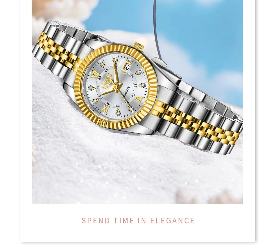 LIGE New Original Brand Luxury Women Watches Fashion Waterproof Ladies Steel Band Quartz Watch Relogio Feminino Girls Clock Gift