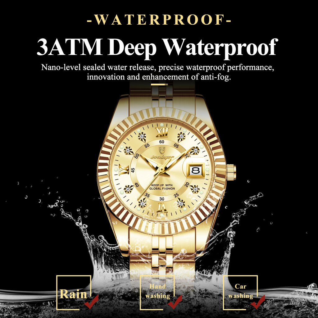 POEDAGAR Fashion Women's Wristwatch Waterproof Luminous Date Elegant Ladies Watches Stainless Steel Quartz Watch For Women Reloj