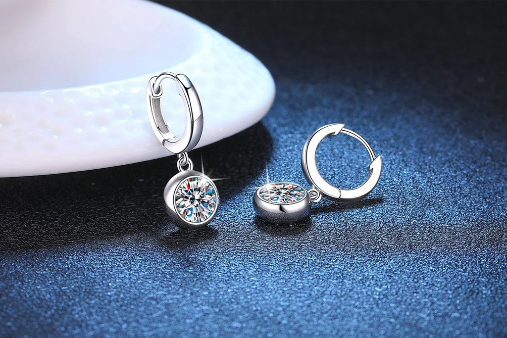 Modern Hoop Earrings for Women Real D Color Moissanite Dangle Huggie Drop Earrings Silver 925 Original Wedding Jewelry for Girl