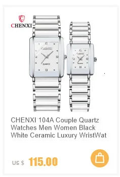 CHENXI 039 Couple Exquisite Watch Quartz Top Brand Luxury Fashion Stainless Steel Silver White Male and Female Couple Watch Gift