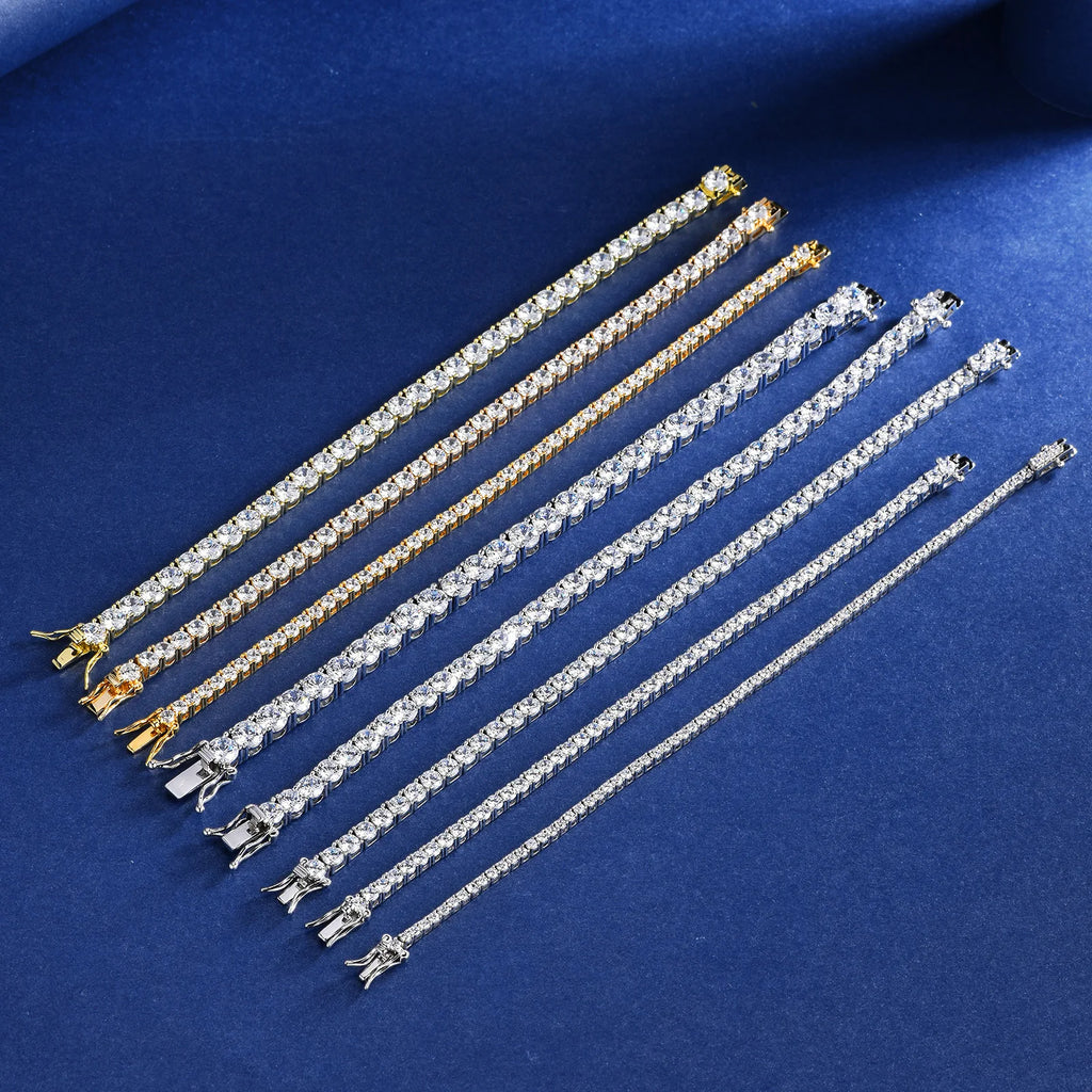 Factory Price Unisex Hip Hop Moissanite Tennis Chain for Women S925 Sterling Silver Gold Man Bracelet Hiphop Jewelry