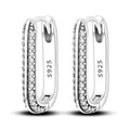 Earrings 925 Sterling Silver Hoop Earring Sparkling Pavé U-Shaped Double Hoop Earring for Women Girls Party Wedding Jewelry Gift