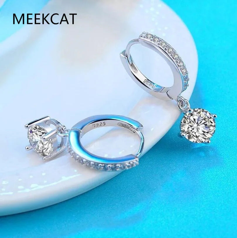 Brilliant 1CT Moissanite Diamond Hoop Earrings For Women Gift Real 925 Sterling Silver Top Quality Fine Jewelry Huggies Aretes