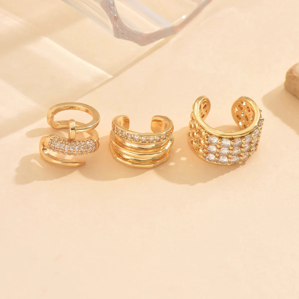 ZHONGVI Punk Irregular Geometric Ear Cuff Earrings for Women Non-Piercing Metal Ear Clip Earring Fake Cartilage Fashion Jewelry