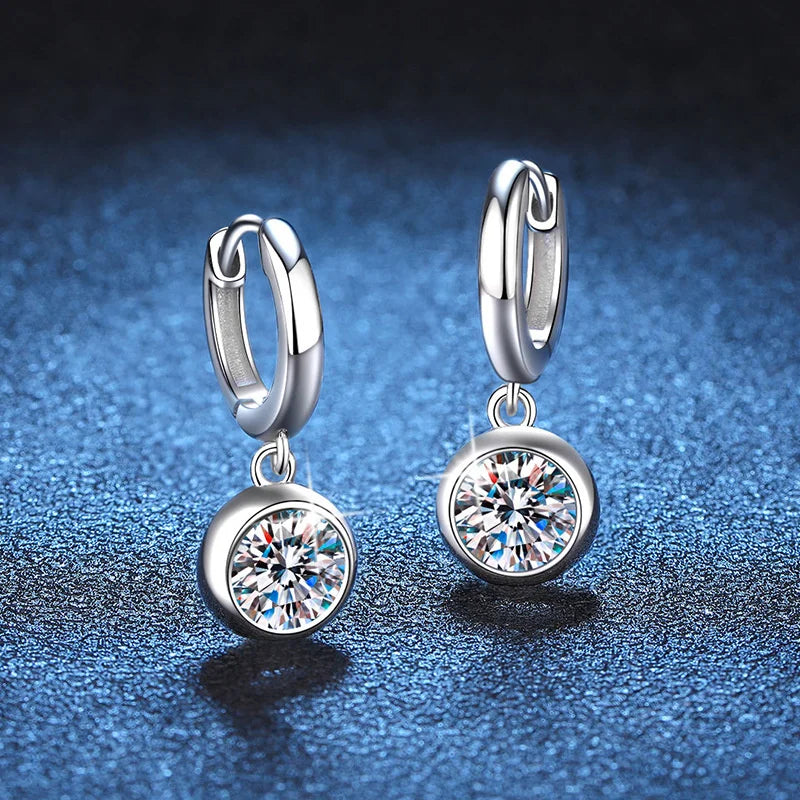 Modern Hoop Earrings for Women Real D Color Moissanite Dangle Huggie Drop Earrings Silver 925 Original Wedding Jewelry for Girl