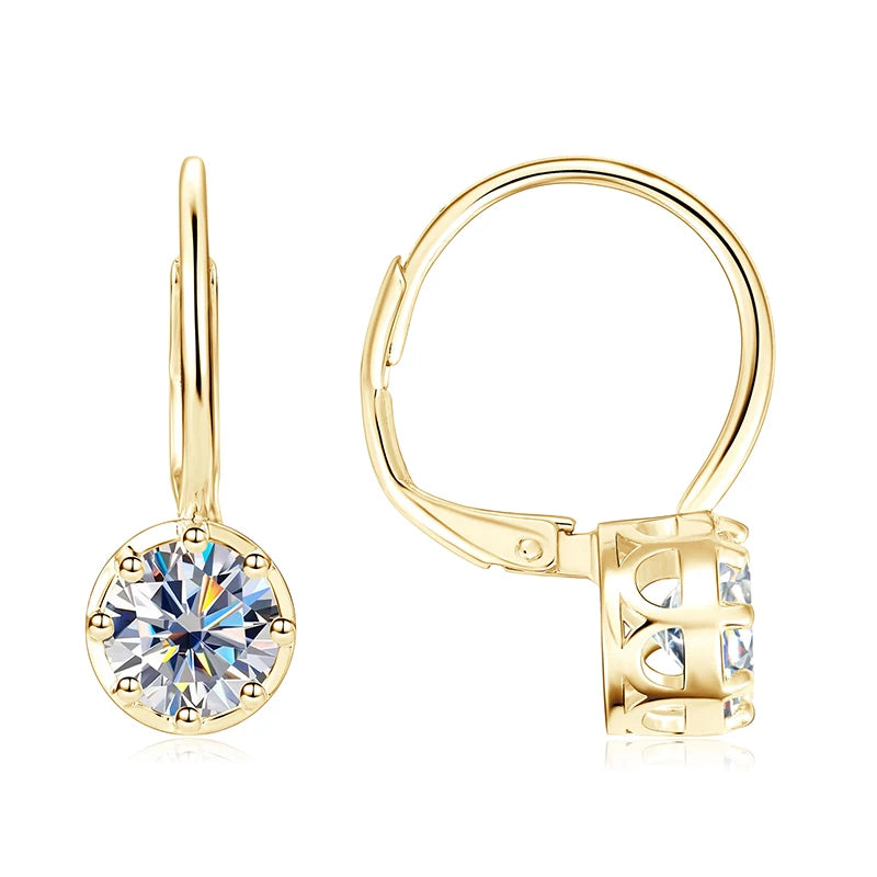 RAPRGOLD 1.0CT Round Moissanite Classic Clip Hoop Earrings for Women 14K Gold Filled Delicate Huggie Jewelry Anniversary Gifts