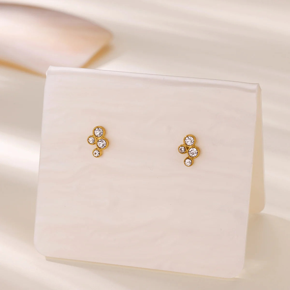Cute Small Zircon Stud Earrings For Women Girls Gold Color Stainless Steel Earrings Wedding Jewelry Gifts aretes aros mujer