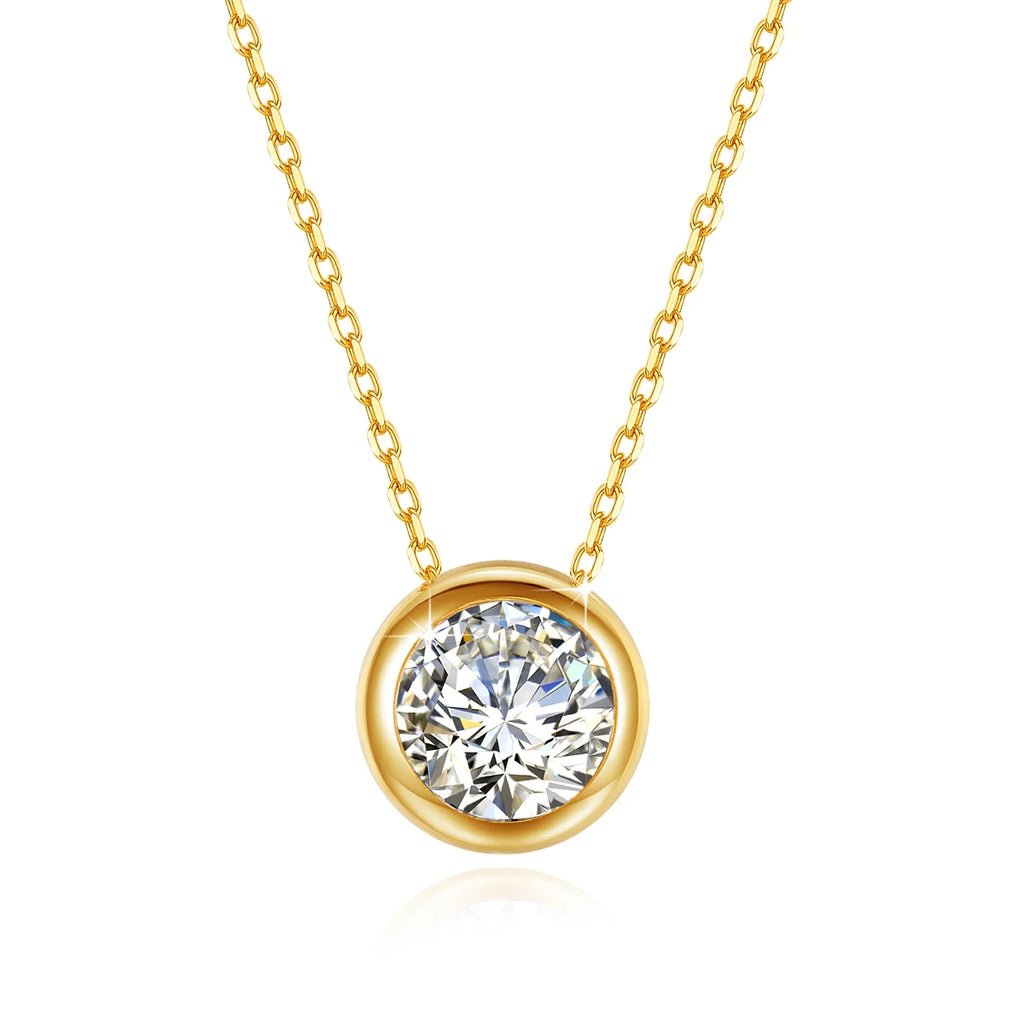 Real 18k Gold Necklace GRA Pink Moissanite Diamond Pendant 0.5ct/1ct Pure AU750 Fine Jewelry Wedding Anniversary Gift for Women