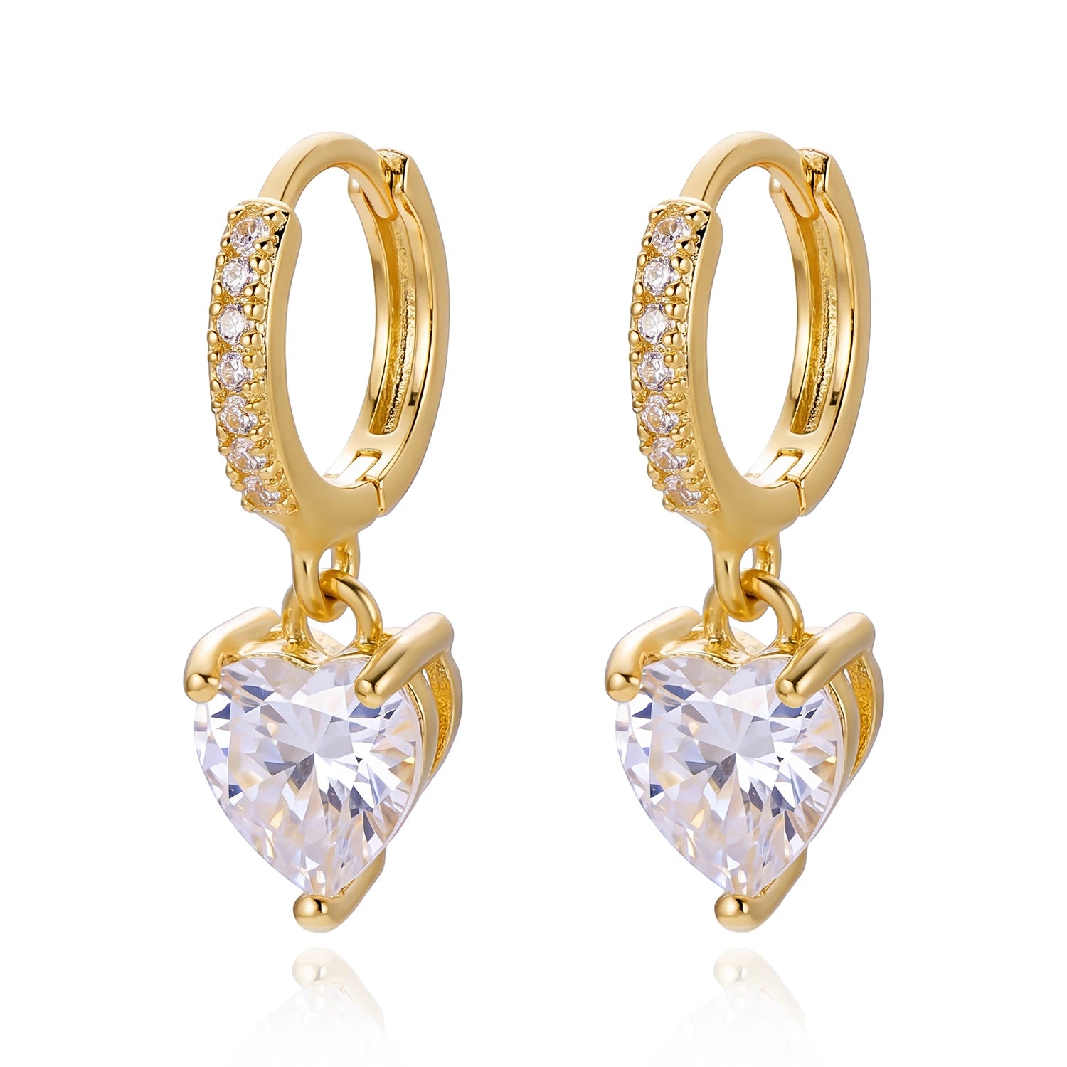 Dainty Minimalist Round Cubic Zirconia Drop Earrings For Women Gold Color Exquisite Huggie Hoop Earring Party Wedding Jewelry