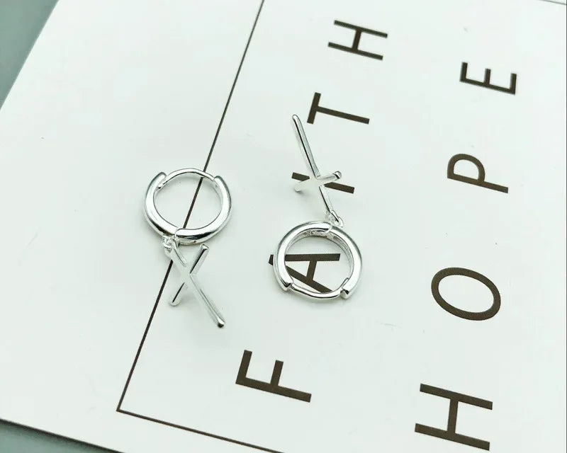 925 Sterling Silver Cross Earrings For Women Trendy Earring Jewelry Prevent Allergy Party Accessories Gift